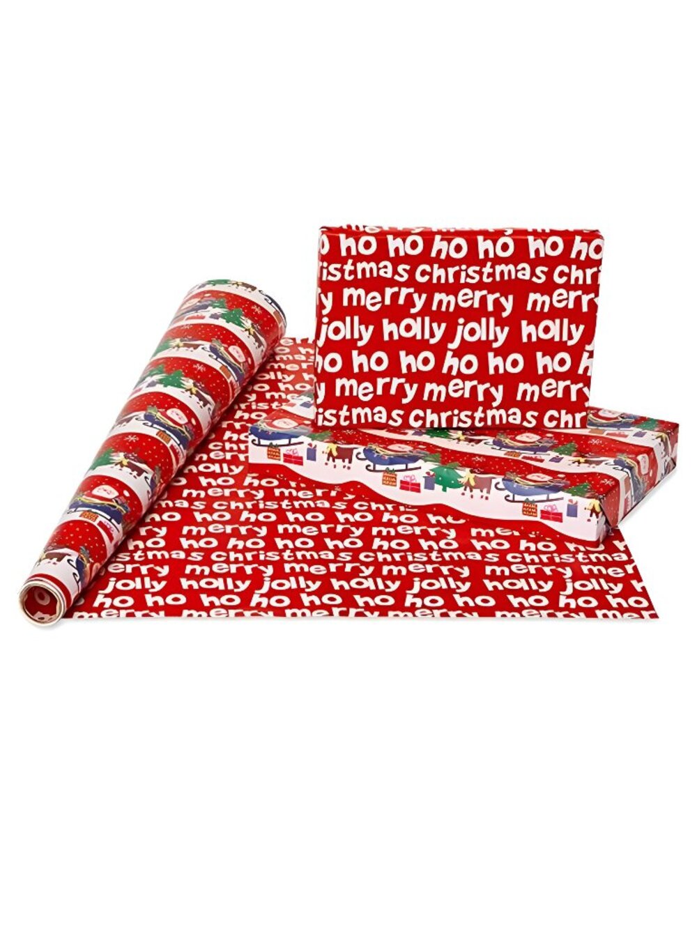 Reversible Wrapping Paper Bundle, Santa, Snowflakes (4 Rolls, 160 sq. ft.)